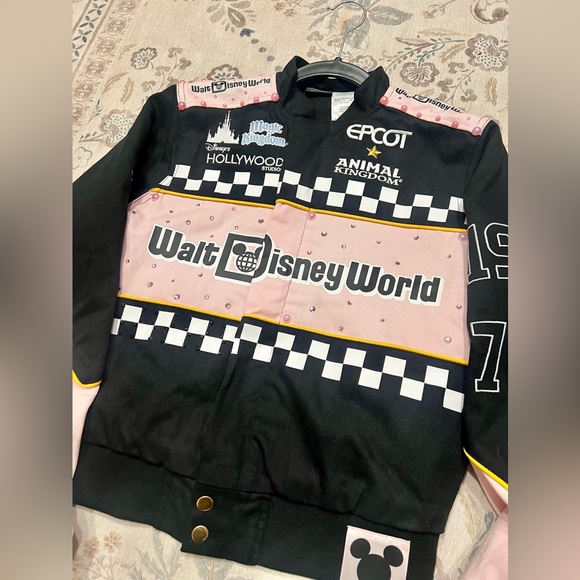 Her Universe Walt Disney World Bomber Pink & Black Racing Jacket XS - Picture 7 of 13
